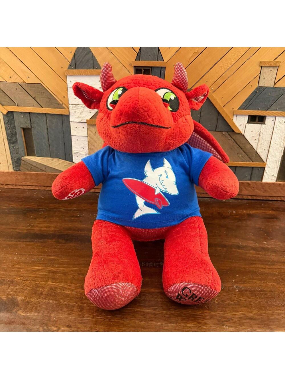 Build-A-Bear Great Wolf Lodge Red Dragon Ellie Plush 16" with Shark Shirt‎